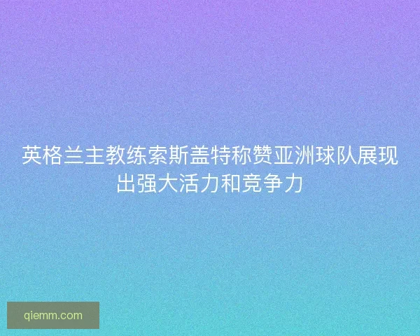 英格兰主教练索斯盖特称赞亚洲球队展现出强大活力和竞争力